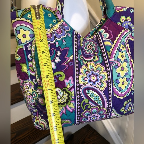 VERA BRADLEY Purple Turquoise Quilted Paisley Shoulder Bag Crossbody Adj. Strap - Picture 9 of 16